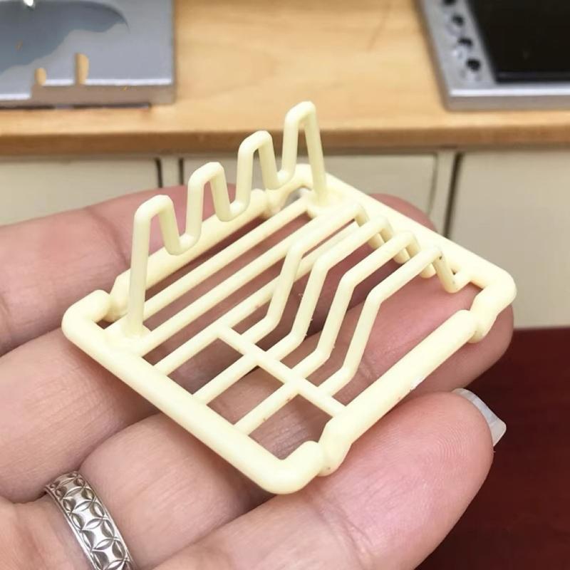 Miniature Dish Rack Model Figurine Kitchenware Shelf For 1/12 Scale Doll House Decoration Kitchen Scene Arrangement