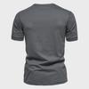 Pánské jednobarevné americké letní jednobarevné tričko Henley s polovičním rukávem - trendy sportovní oblečení pro volný čas