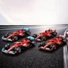 Bburago 1:Ensemble de 43 Modèles de Voitures de Course Ferrari F1 Diecast - 4 Pièces Voitures de Course de Collection Jouet Cadeaux de Noël Anniversaire pour Fans de F1 Décoration de Bureau