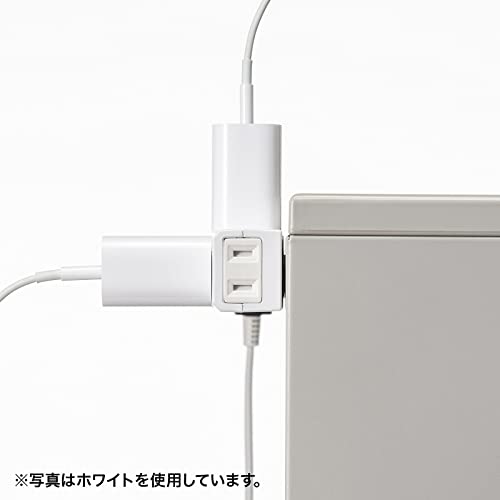 SANWA SUPPLY Power Strip, 11 Outlets, 2P, 1m, Slim, 180° Flexible Cord, Powerful Neo Magnet, Dust Shutter, Fixing Hook, Black, TAP-SLIM11-1BK