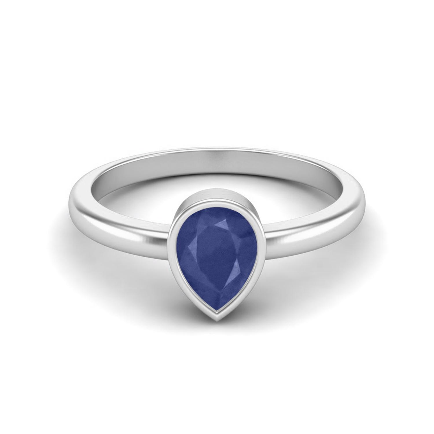 0.70 Cts Pear Blue Sapphire 925 Sterling Silver Solitaire Women Engagement Ring
