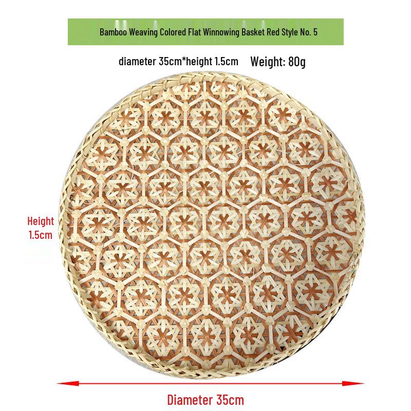Colorful Handmade Bamboo Weaving Winnowing Basket - Round Hanging Ornament & Sieve for Kindergarten, Hotel, or Homestay Decoration