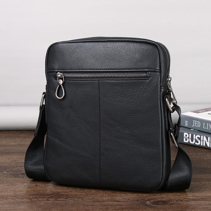 Men'S Leather Messenger Bag Shoulder First Layer Cowhide Business Casual Vertical Phablet Mobile Phone Bag Men'S Bag Business Commute