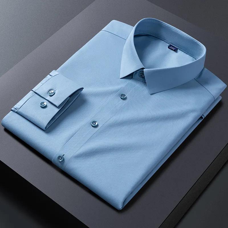 Nové Pánské Košile Proti Vráskám s Dlouhým Rukávem Společenské Košile Pro Slim Fit Camisa Social Business Blůza Bílá Košile S-8XL
