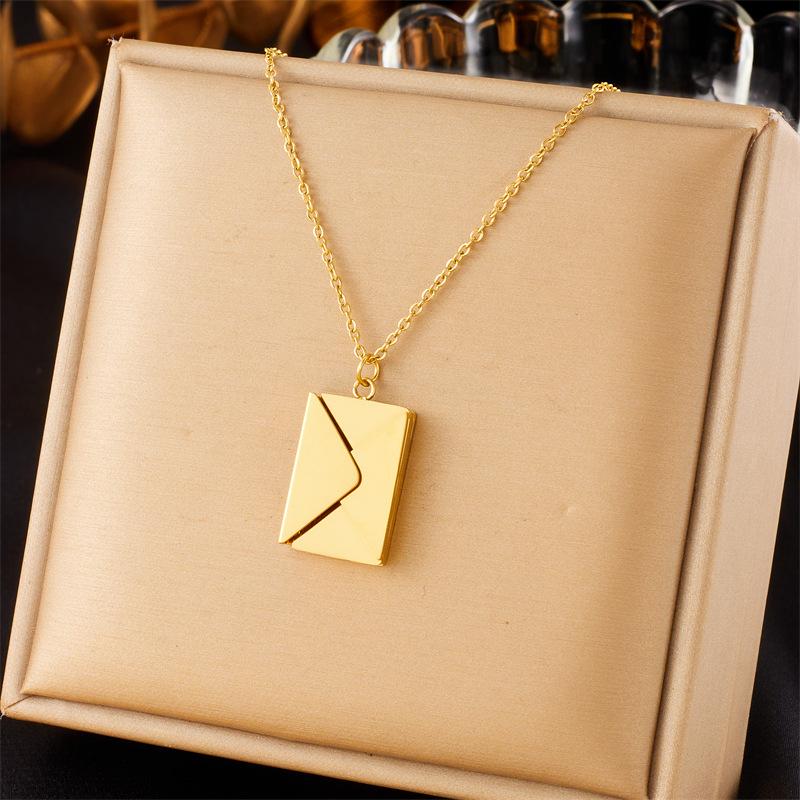 Fashion Creative Personality Gold Mirror Detachable Envelope Pendant Chain Necklace