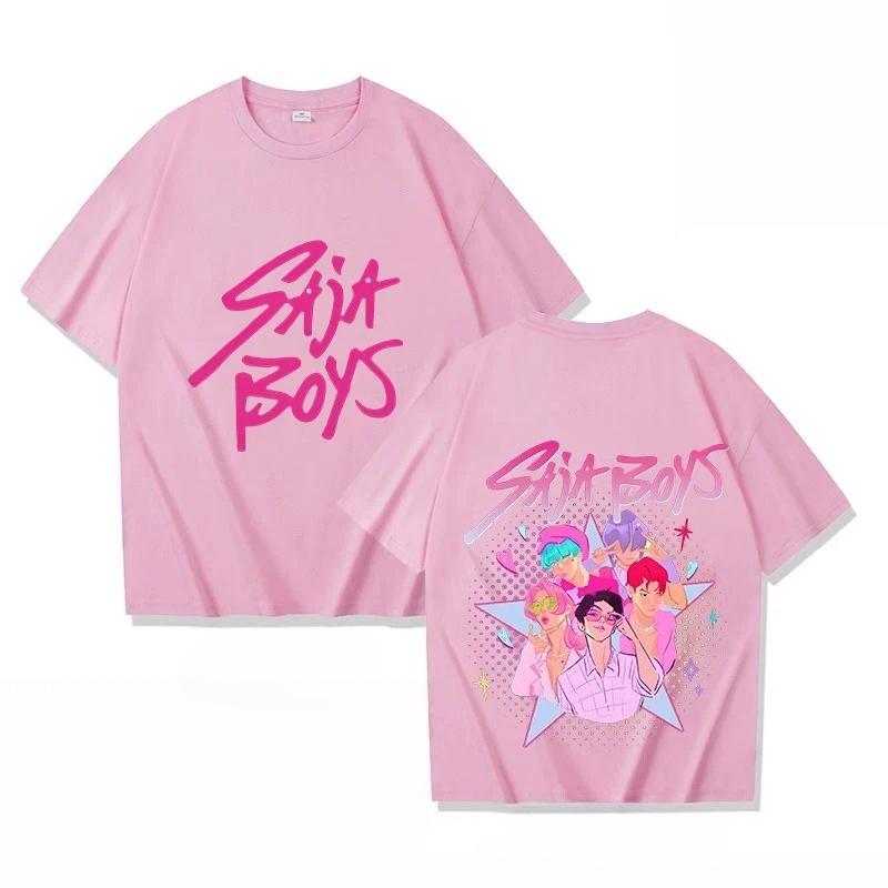 Summer Saja Boys Printed Cotton Round Neck Boys' and Girls Tshirt KPOP Devil Hunter Men's Comfortable Casual Short Sleeve