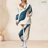 Women Plus Size Printed Nurse Scrub Set V Neck Long Sleeve Pocket Top And Long Pants