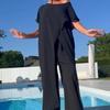 Loose Fit Pure Cotton Top And Pants Suit With Light Silky Finish For Summer Wear