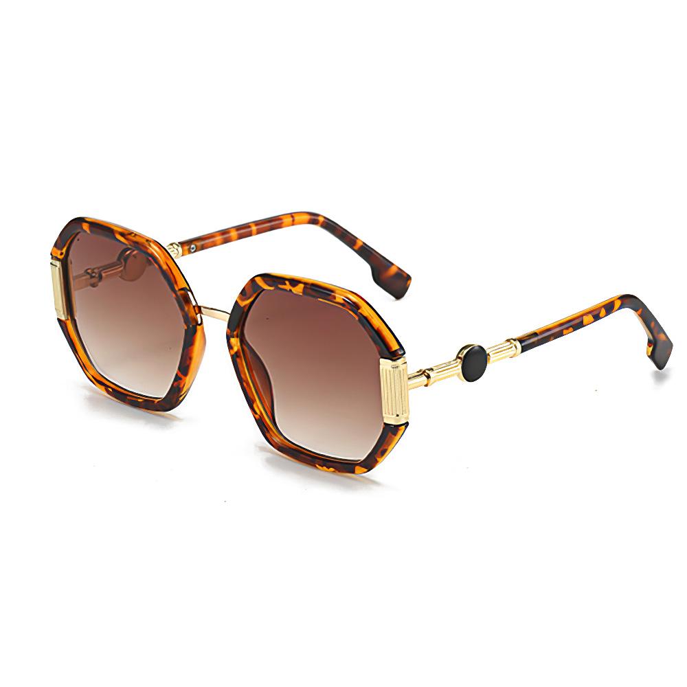 Fashionable Women Sunglasses Unique Octagonal Frame Gradient Lenses Golden Legs Stylish Glasses