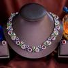 ThreeGraces Luxury Shiny Multicolor Zirconia Oval Shape Elegant Bridal Wedding Evening Party Prom Jewelry Set Fpr Women T1069