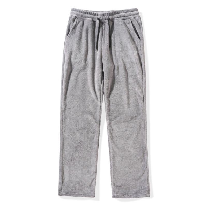 Solid Fleece Lined Drawstring Hooded Top And Long Pants Two Piece Casual Mens Set