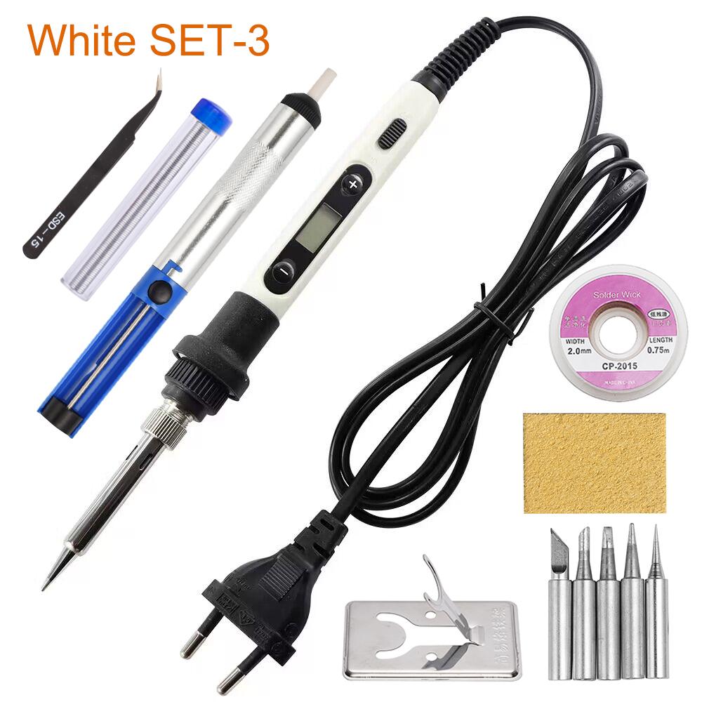 80W Electric Soldering Iron Adjustable Temperature LCD Digital Display Switch 110V 220V Welding Solder Repair Tools US EU Plug