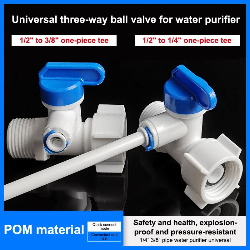 1/2 Thread To 1/4 3/8 Quick Connect Water Purifier Diverter Valve Ro Feed Ball Valve For Ro Water Filter System Home Kitchen