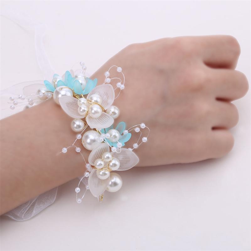 Headband And Wrist Flower Pearl Crystal Corsage Bridesmaid Children Hand Flowers Marriage Beautiful Bride Wedding Accessories