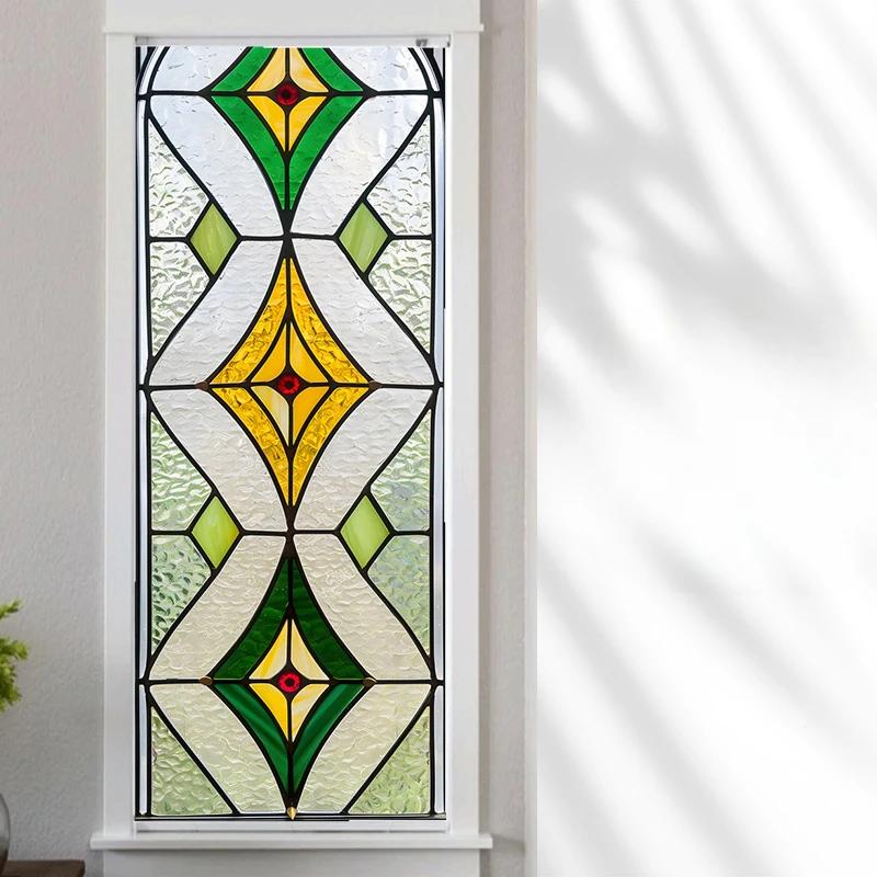 European Vintage Window Stained Glass Film Anti-peeping, Anti-light Electrostatic Scrub Window Sticker Stained Glass Decorative
