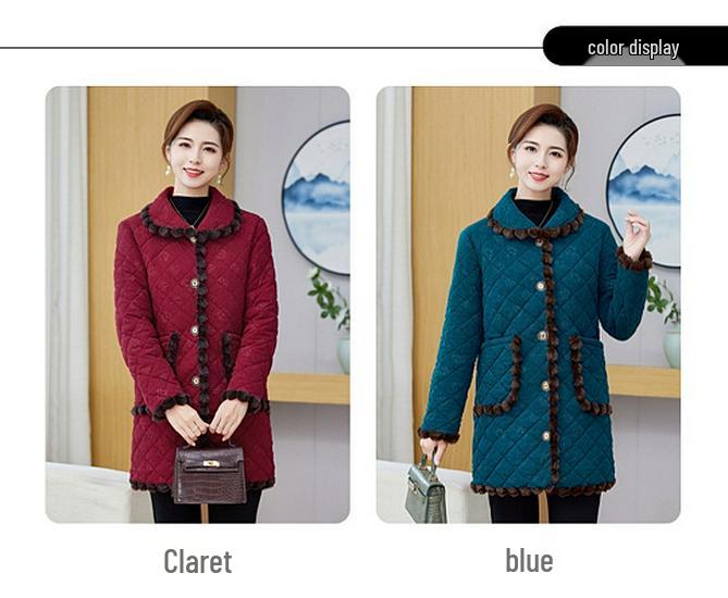 2025 Warm Cotton Padded Jacket for Mothers & Elderly Women, Autumn/Winter Plus Velvet Coat