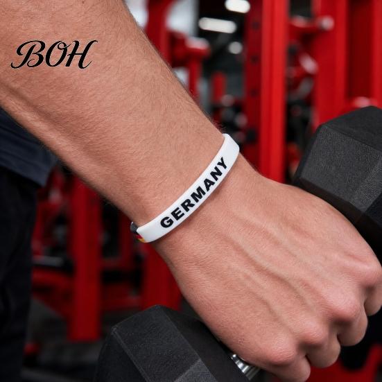 Kids And Adult Wristband Soccer Silicone Bracelet, National Flags Adjustable Wristbands with Breathable Band Snap Buckle for Sports Events,