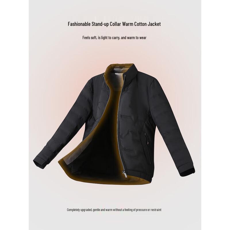 Herren Stehkragen Warme Wattierte Jacke