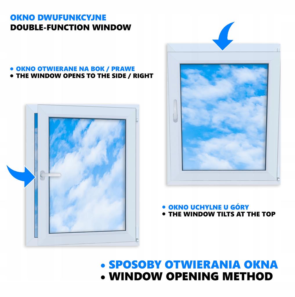 Okno PVC Antracit 80x100 Pravé, Nové 800x1000 mm Otevíravě-sklopné 2x sklo