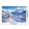 A winter Christmas village polyester background with a snow-covered cottage suitable for festive party decoration