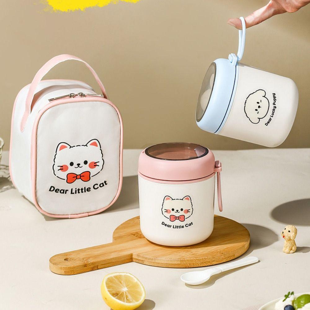 Stainless Steel Thermal Breakfast Cup 530ml Vacuum Soup Cup Portable Sealed Lunch Box  Camping