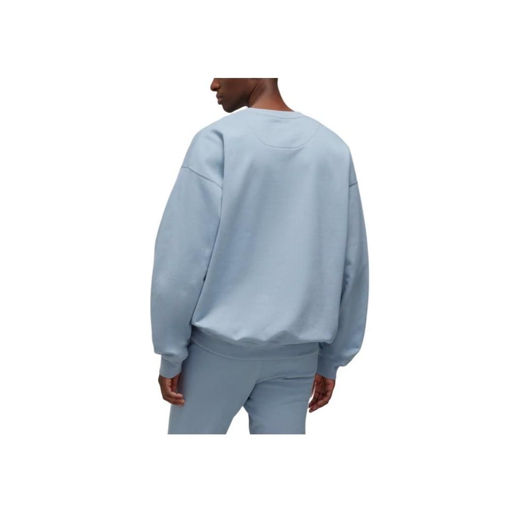 Y-3 Solid Color Logo Letter Number Print Crew Neck Loose Long Sleeve Sweatshirt Unisex Sweatshirt Sky-Blue JD9803