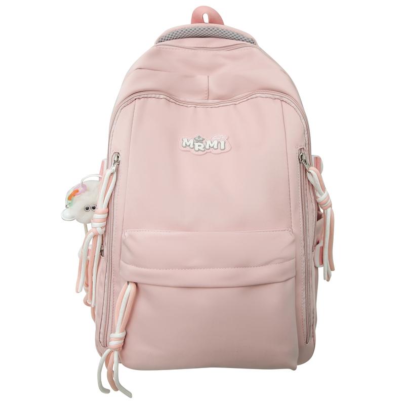 

Многослойная большая вместительная школьная сумка для путешествий, рюкзак для женщин, однотонный рюкзак розовый