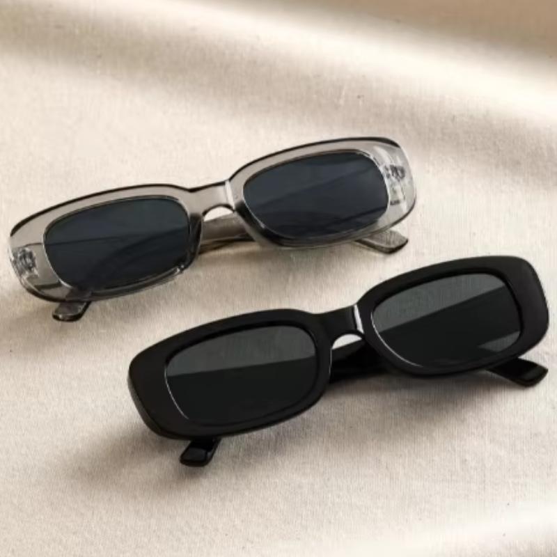 2pcs UV400 Protective Glasses Rectangle Frame Sunglasses For Women Men Candy Color Y2K Fashion Sun Glasses Outdoor Eyewear