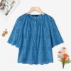 ZANZEA Women Casual Round Neck Lace Crochet Patchwork Half Sleeve Blouse