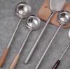 Chef's Long Spatula & Spoon - Wooden Handle, Stainless Steel, Ideal for Stir-Fry & Soup, Thickened for Durability, Perfect Kitchen Tool