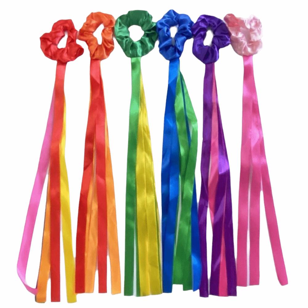 6Pcs Rainbow Gymnastics Long Ribbon Multicolor Rainbow Dance Ribbons Wrist Streamers Dance Party