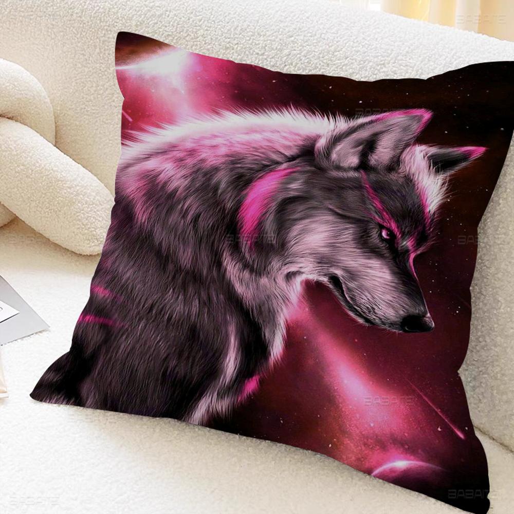 Animal Wolf Wallart Cushion Cover Inches Farmhouse Decor Home Throw Pillow Covers For Couch Decorations