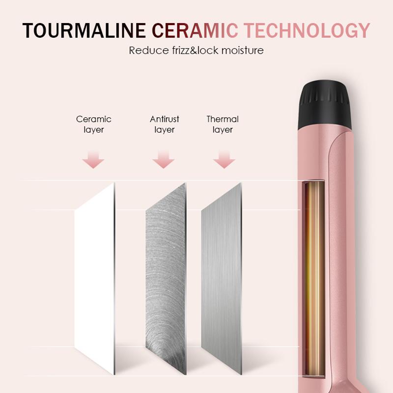 2024 Popular Portable Mini Hair Curler 2 In 1 Ceramic Flat Iron Rotating Hair Curler