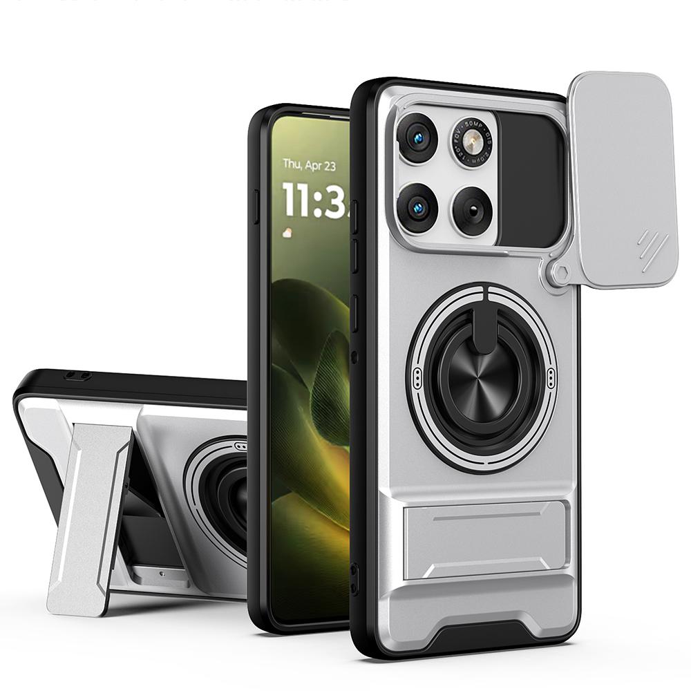KEYSION Magnetic Phone Case for Motorola MOTO Edge 70 5G Slide Camera Protection Upright Kickstand 360° Ring Shockproof Cover