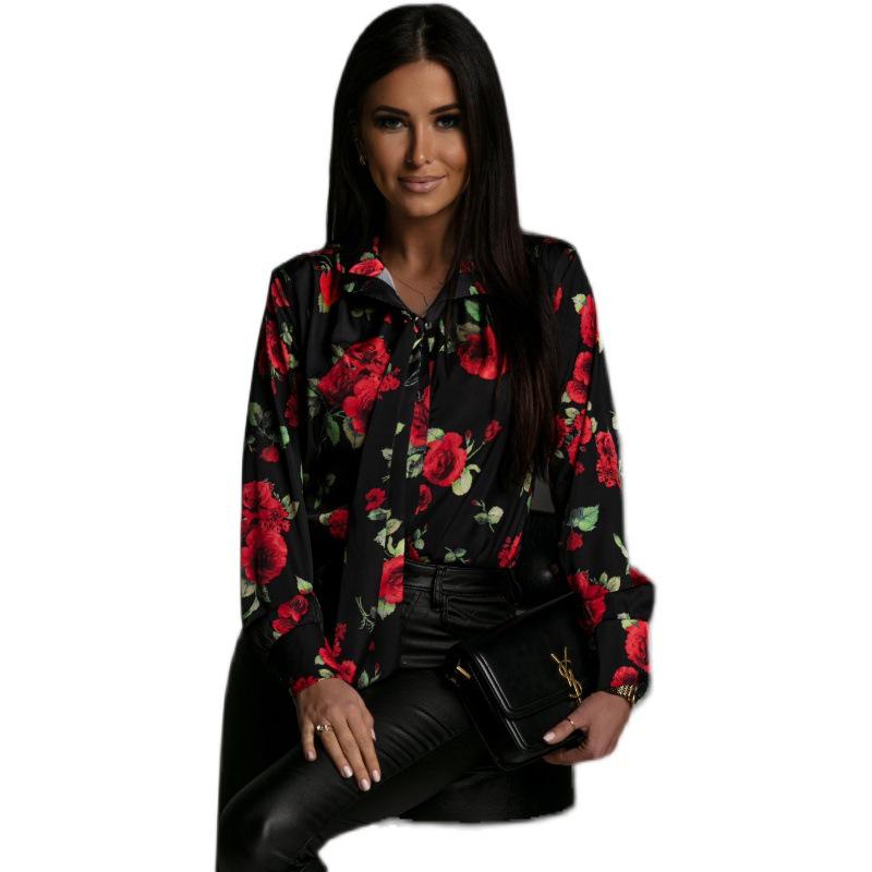 Damen Langarm Bluse mit Print - Frühjahrskollektion 2022