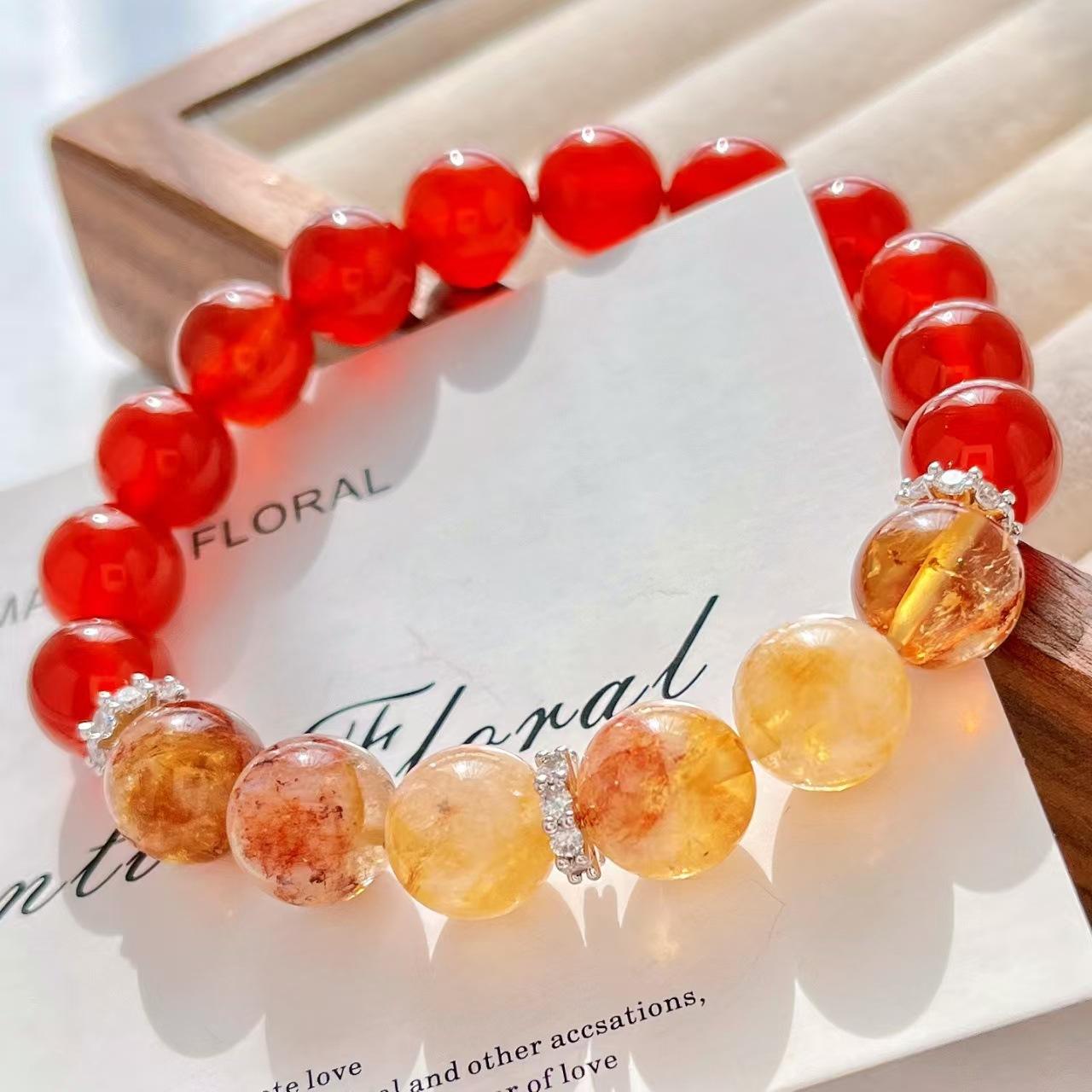 10Mm Retro Natural Honey Milk Cover Chalcedony Bracelet Basic Commuter Bracelet