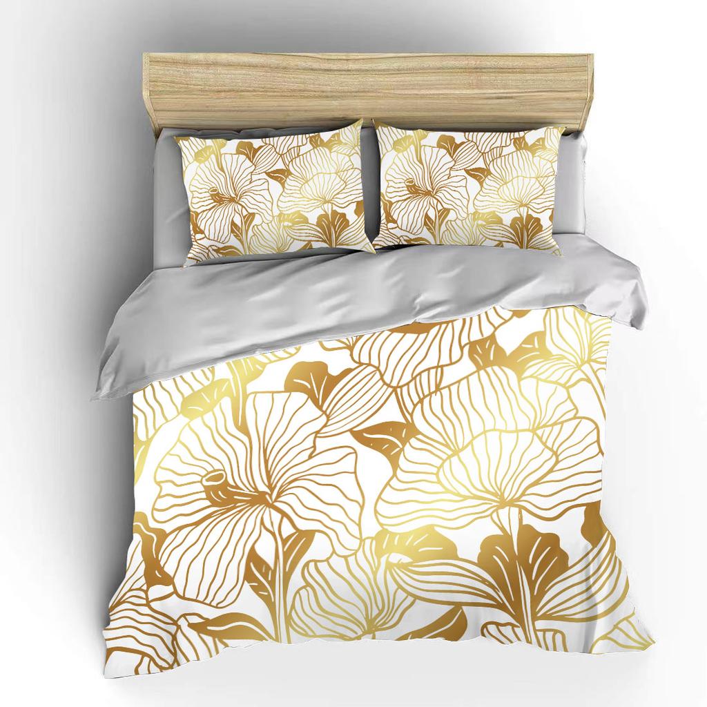 Botaniczny Kwiat Podwójna Poszwa na Kołdrę Łóżko Europejskie Zestawy Pościeli Tekstylia Domowe Luksusowe Poszewki na Poduszki Pościel do Sypialni