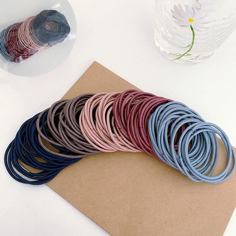 100 Pcs/lot Black Brown Coffee Ponytail Holders Rubber Band Hair Ties Gum Colorful Elastic Hair Band For Women Girls Accessories