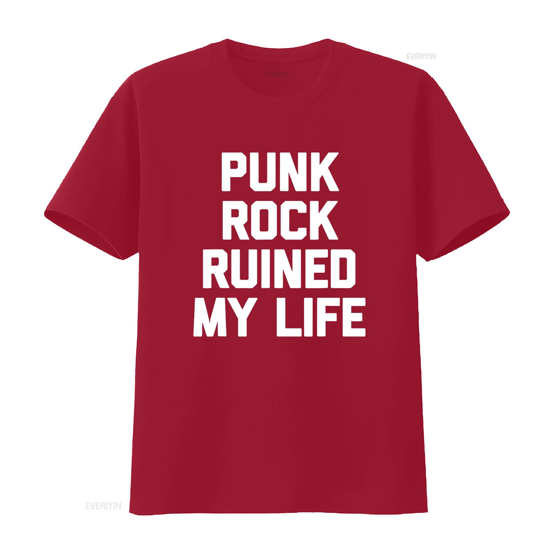 

Punk Rock Ruined My Life Funny Music Lover T Shirt vintage Washed Versatile designer clothes graphic Top For Everyday Wear S