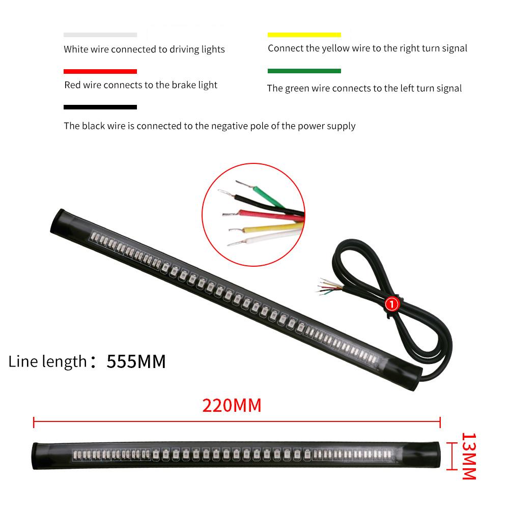 48LED Motorcycle Light Bar Strip Tail Turn Signal Light & DRL Amber White Moto Flasher Ring Fork Strip Lamp Flashing blinker 12V