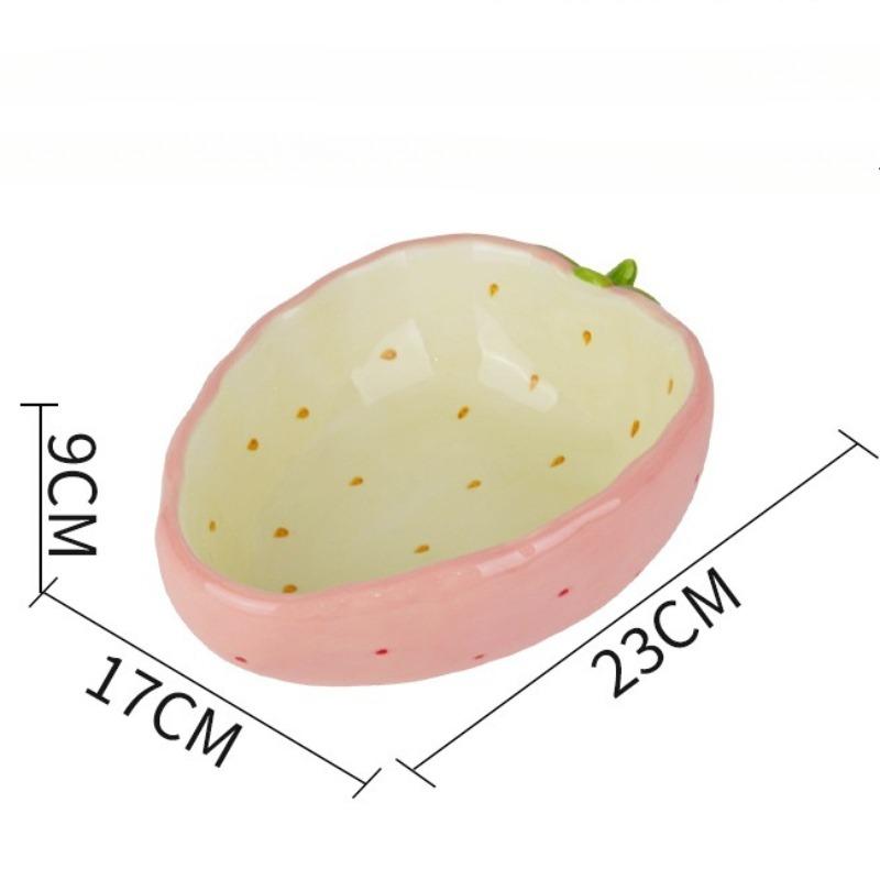 Strawberry Fruit Plate Ceramic Dessert Bowl Decorative Plate Snack Bowl Pastry Plates Toothpick Holder Fruit Fork Storage Jar