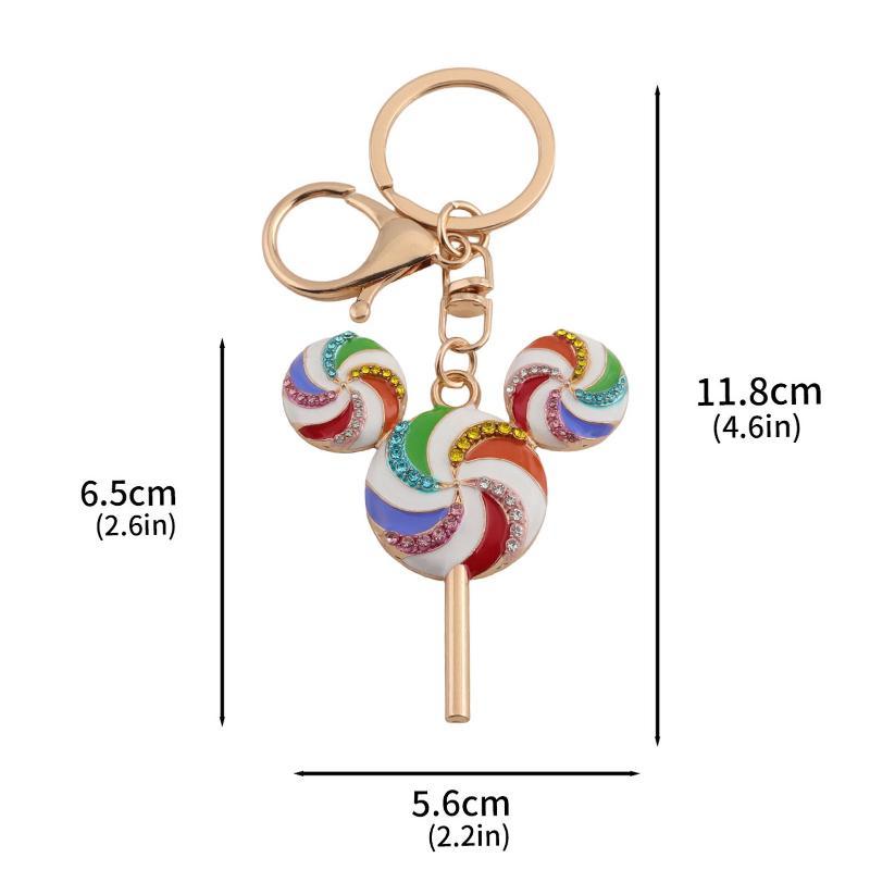 Cute Patchwork Rainbow Candy Rhinestone Lollipop Bag Keychain Creative Sweet Backpack Pendant Car Ornament Party Gift