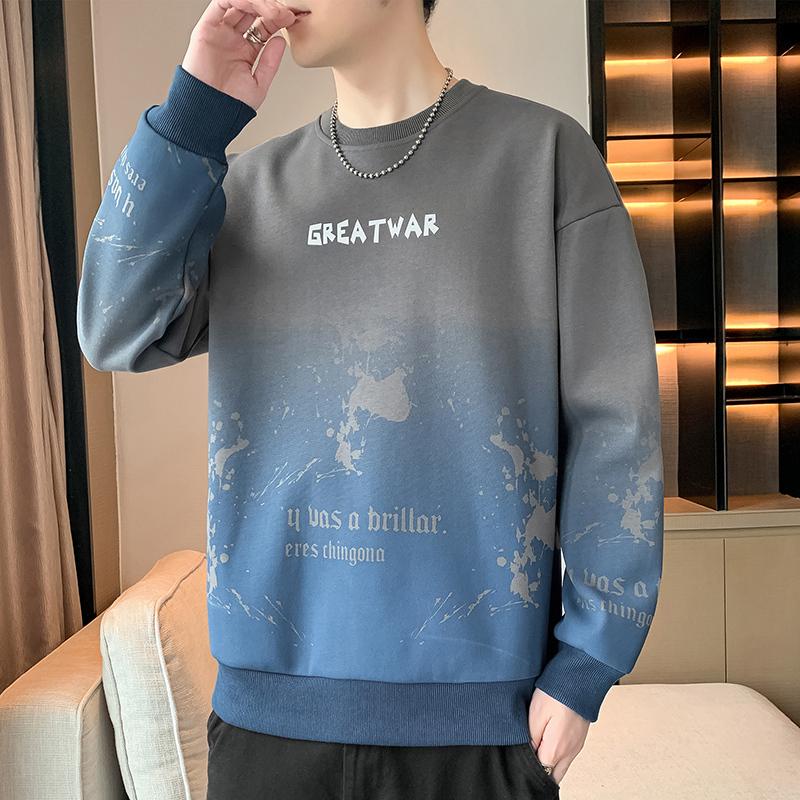 Men s Gradient Crew Neck Sweatshirt Graphic Print Casual Long Sleeve Pullover Detail Splatter Design M серый