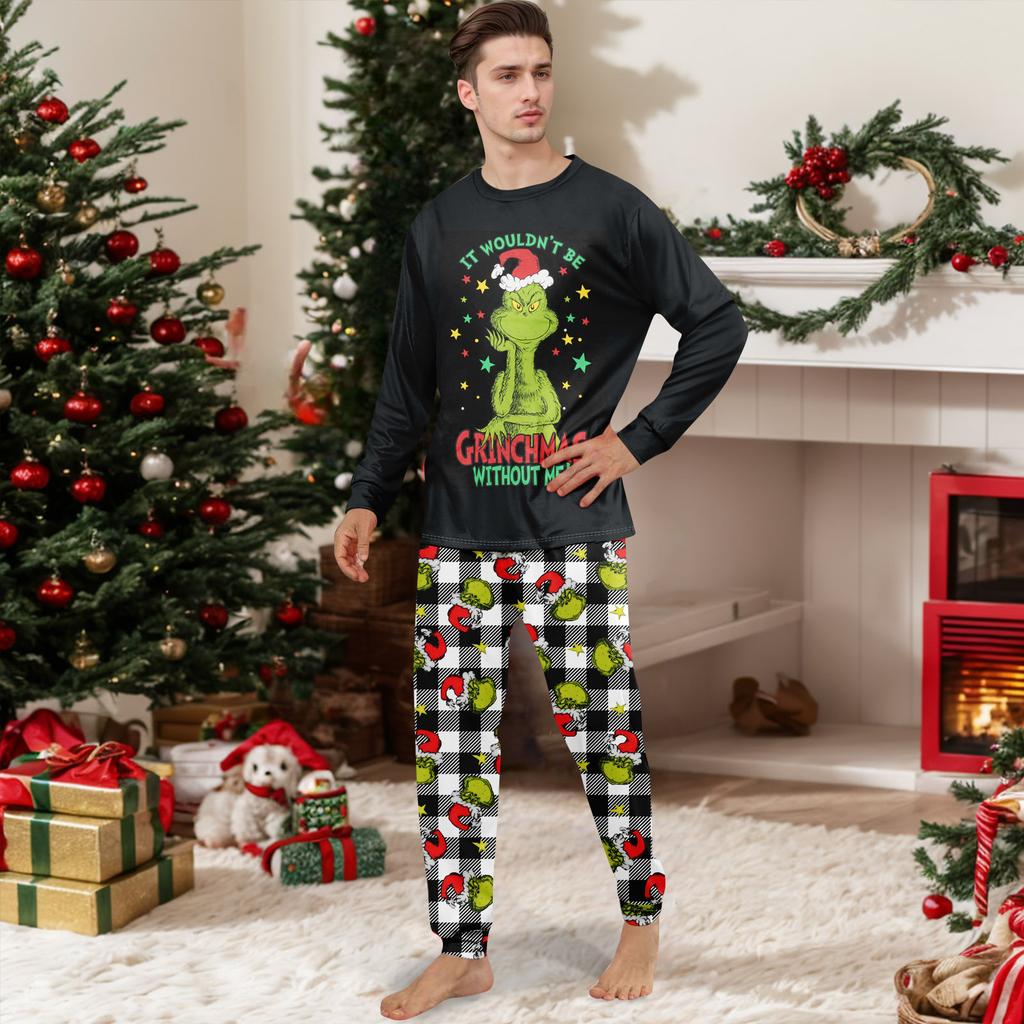 Zestaw piżamowy dla rodziny z nadrukiem świątecznym, ubrania domowe, zestaw rodzinny z długim rękawem, topem i spodniami