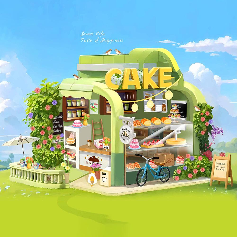 1131pcs Cake Shop Building Blocks Mini City Street View Bakery Build Bricks Model Toy With Light Gifts For Boys Girls