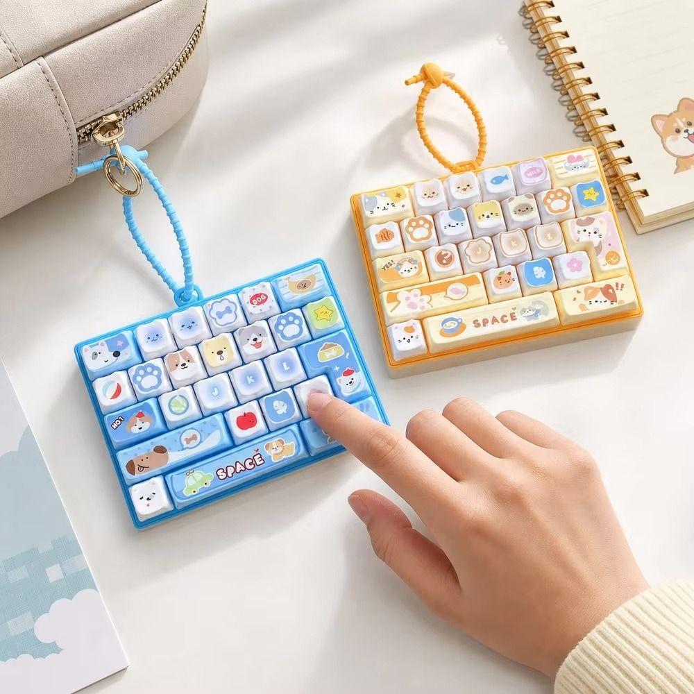 Clear Key Sounds Mechanical Keyboard Animals Theme Candy Color Keycap Keychain Travel Use