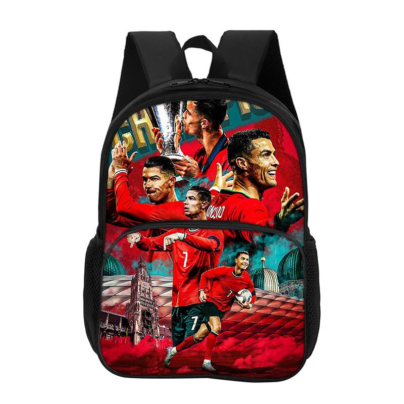 Children Rucksack Carry Bags Pencil Carrier M-Mbappe 3Pcs set with Front Pocket Backpack Football Star Rucksack