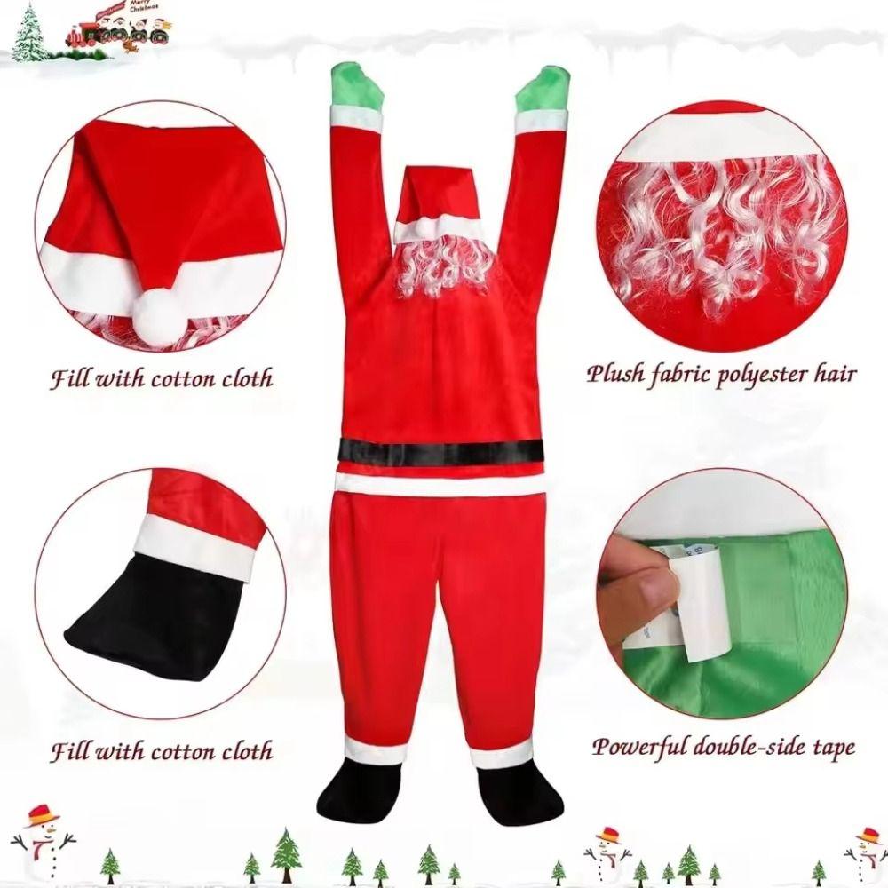 Flannel Clothes Santa Hanging Ornaments Outdoor Climbing Santa  For Home Door Window Decoration