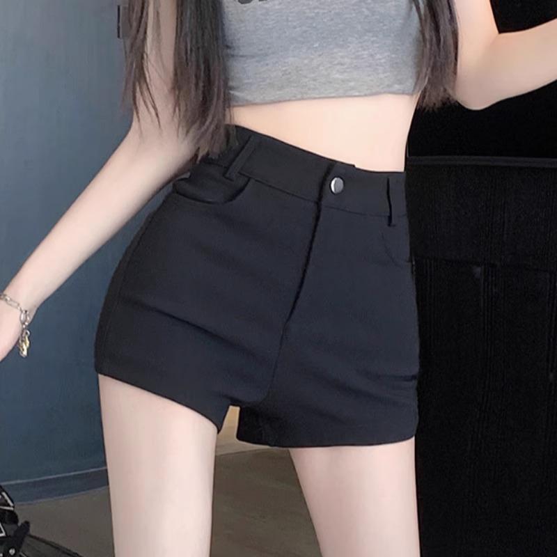 

Women s High-Waist Black Shorts: Slimming, Straight-Leg, Casual Autumn Wear 2024 XS чорний
