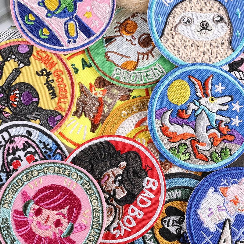 Embroidery Badge Round Badge Clothing Accessories Shoes and Hats Luggage Accessories Cartoon Character Patch Embroidery Cloth Sticker